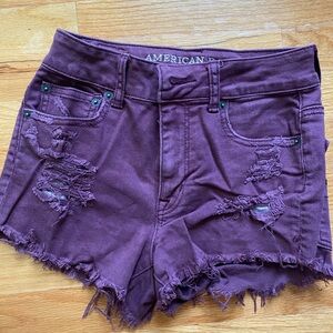 American Eagle Maroon Denim shorts